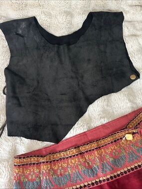 Black leather crop top, one of a kind!